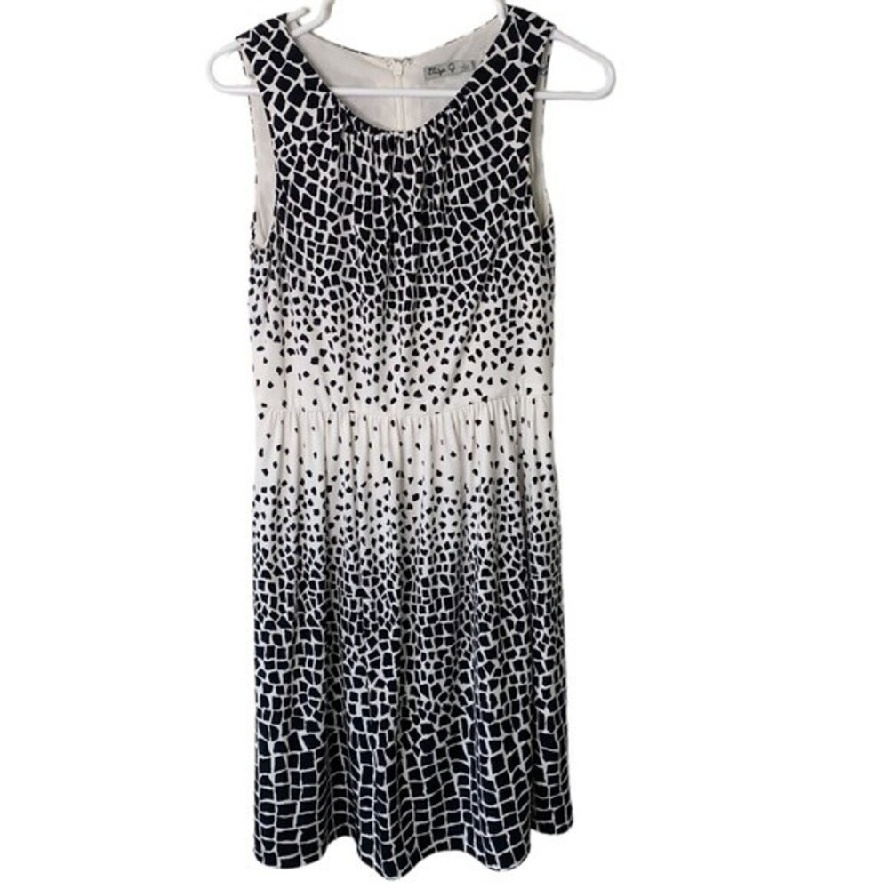 Eliza J Black and White Patterned Sleeveless A-Line Knee Length  Size 6 Women